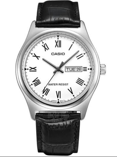 Reloj Casio Modelo Mtp-v006 Piel Negro Carátula Blanca