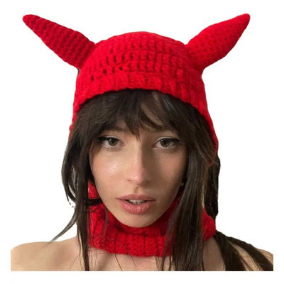 (r-1) Sombrero De Mujer Con Forma De Cuerno Tejido De Color