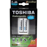 Carregador De Pilhas Portátil Toshiba 2 Pilhas Recarregáveis