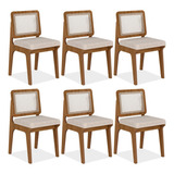 Kit 6 Cadeiras Sextavada Maine Freijó/bouclé Off White - M.a Estrutura Da Cadeira Freijó Desenho Do Tecido Bouclé