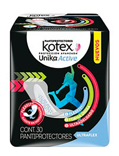 Pantiprotectores Kotex Unika Active Uso Diario 30 Protectores