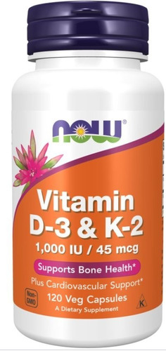 Now Foods Vitamina D3 1000iu & Vitamina K2 45mcg - 120 Cáps