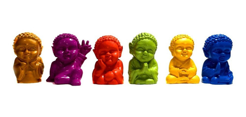 Kit 2 Buda Mini Estátua-miniatura Budismo De Cor Porcelana