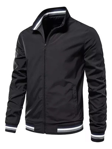 Chaqueta Negra Impermeables Ligera Casual Para Hombre