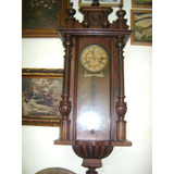 Antiguo Reloj De Pared Con Pendulo Caja Madera Jhunghans