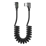 Cable Usb A Usb C, 6 Pies/espiral/90 Grados