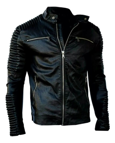 Campera Eco Cuero Hombre Entallada Motoquera