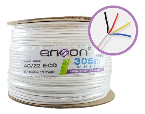 Bobina 305mts Cca 22awg 4 Conductores Para Alarmas Y Acceso