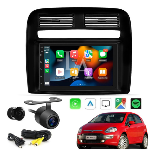 Kit Multimidia Android Fiat Punto Carplay + Moldura 2 32