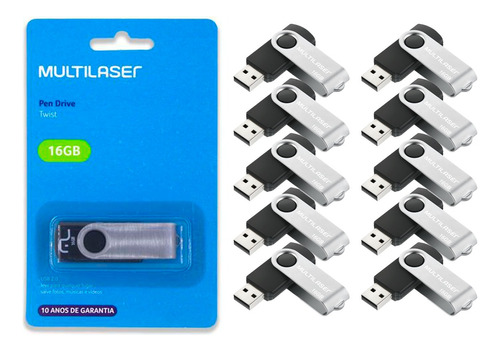 Kit Pendrive 20un 16gb Multilaser Pd588 Usb Original Atacado