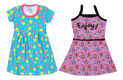 Kit 2 Vestido Infantil Feminino Menina Roupa Atacado