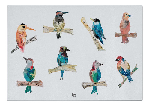 Tabla Cortar Grande Vidrio Templado Paper-home Pájaros