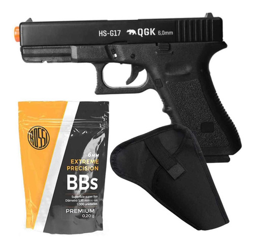 Kit Airsoft Spring Hs-g17 + 1000un Bbs 0.20g + Coldre Neo