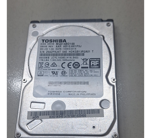 Disco Rigido Toshiba 1tb Mq01abd100 Notebook Usado