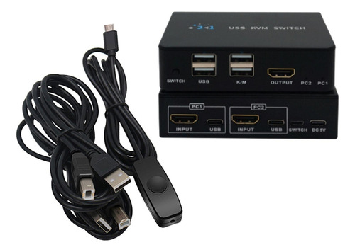 Conmutador Kvm Hdmi Usb 2.0 Para Compartir 2 Pc 1 Monitor Hd