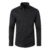 Camisa De Hombre Elástica Slim Fit Fina Sin Planchado