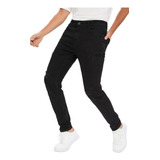 Jeans Ajustado Slim Fit De Hombre Pitillo,negro Roto 