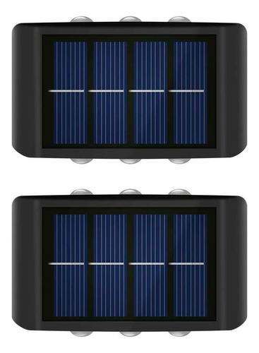 Pack X 2 Lampara Solar 6 Led Exterior Aplique De Muro