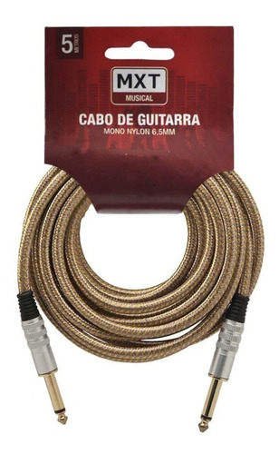 Cabo Para Guitarra Violão 5m Metros Blindado P10 P10 Têxtil