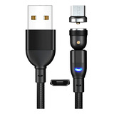 Cable Magnético Rotativo Carga Rápida Tipo C Micro Usb Iphon