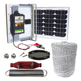 Kit Cerca Elétrica Rural Solar + 1000m Fio + Para Raios