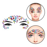 Kit 3 Adesivos Faciais Multicolor Strass Pedraria Carnaval