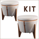 Kit Puff Decorativo Baú Flex Tampo Para Mesa Centro 3 Em 1 