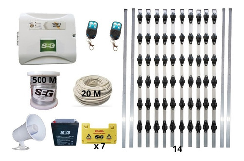 Kit Cerco Electrico Seg 14 Postes Aluminio Anticorrosion