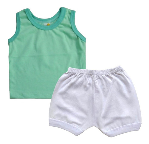 Conjunto Regata + Short Roupa Bebê Verão Algodão Enxoval