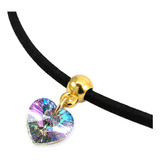 Collar Choker Mujer Corazon Swarovski Vitral Oro Gf