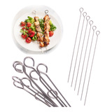 24 Espeto Churrasco Metal Inox Ponta 25 Cm Espetinho Carne