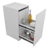 Armario Bajo Mueble De Guardado Corsa Organizador Lavadero Cocina, Modulo Despensero Con Puerta Extraible 80 X 40 Cm Color Blanco