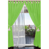 Cortina Tropical Doble Con Voile 2 Paños Listas Para Colgar