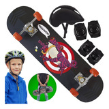 Ótimo Kit Skate Infantil Estampa Menino + Kit Proteção E Bag
