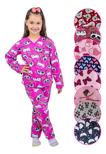 Pijama Juvenil Flanelado Princesa Longo Noite Fria 10 12 14