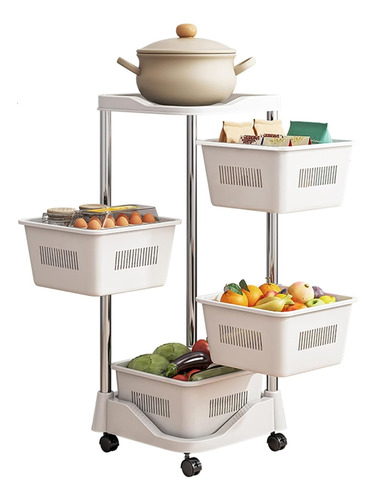 Carrito Organizador De Baño Y Cocina 5 Niveles Con Ruedas