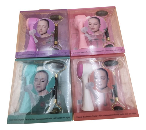 Kit Cepillo Facial + Roller Masajeador Jade