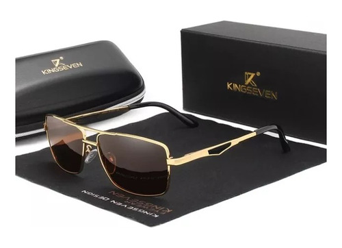 Kingseven Gafas De Sol Para Hombre Polarizadas Gold Brown