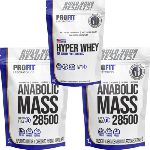 2 Hipercalórico Anabolic Mass 3kg + Hyper Whey 900g - Profit
