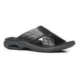 Chinelo Pegada Masculino Em Couro Preto 133223-03