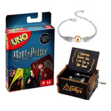 Kit Harry Potter Uno Caixinha De Música Pulseira Presente