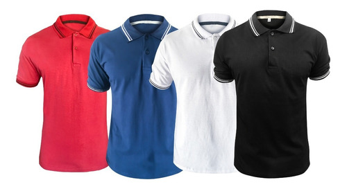 Kit 4 Camisas Gola Polo Masculina Malha Peruana Melhor Preço