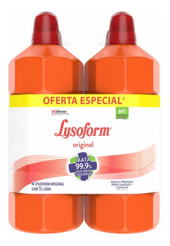 Kit 4 Desinfetante Lysoform Para Uso Geral Original - 1l