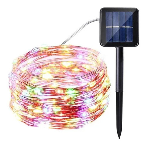 Cordão Fio De Luz 200 Leds 20m 8 Funções Solar P/natal