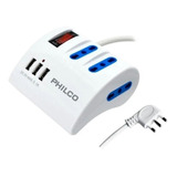 Alargador Philco Escritorio, 3 220v, 3 Usb; Electrotom