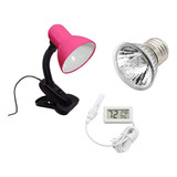 Luminária Rosa + Lâmpada Uva Uvb 220v 110v + Higrômetro Dig