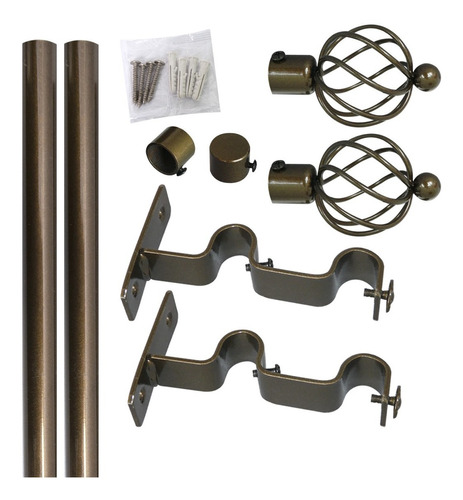 Set Doble Barra Cortina 200 Cm Bronce 19mm