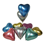 Bolsa X 50 Globos De Latex Cromados Corazones Shuaian 30cm