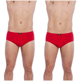 2 Unidades  Slip Clásico Hombre 100% Algodón Rojo/rojo