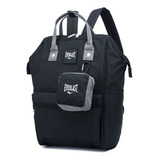 Mochila Everlast Boca Rigida Con Monedero Combinada Urbana Color Negro 22205